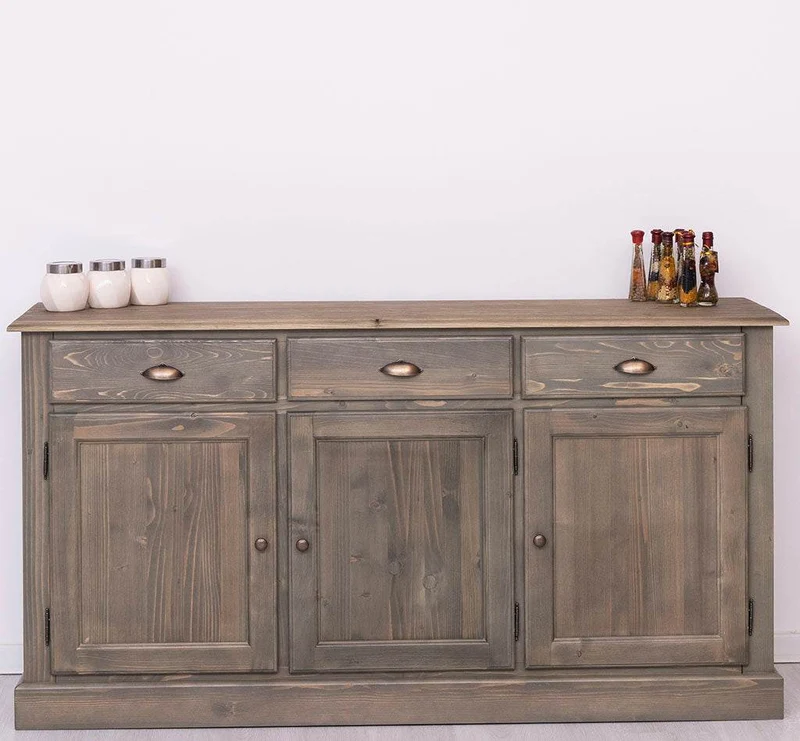 Sideboard aus Massivholz mit drei Schubladen und Türen