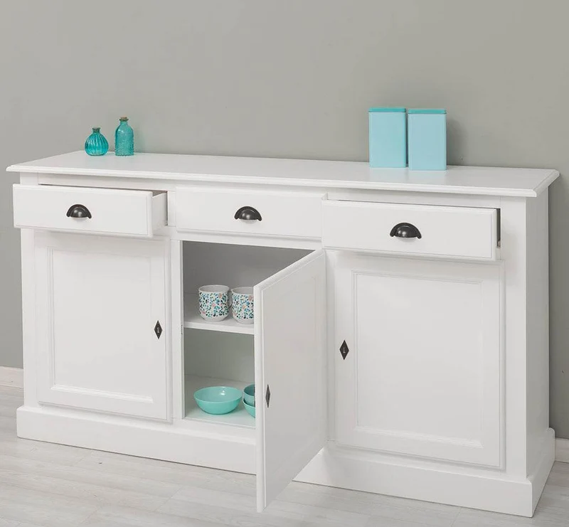 Sideboard aus Massivholz mit drei Schubladen und Türen