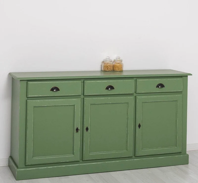 Sideboard aus Massivholz mit drei Schubladen und Türen