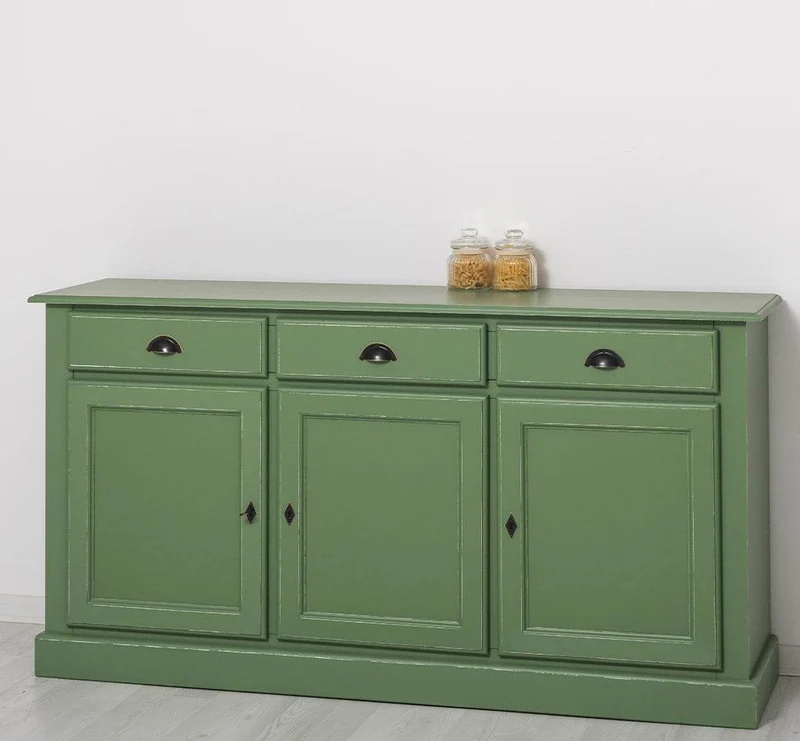 Sideboard aus Massivholz mit drei Schubladen und Türen