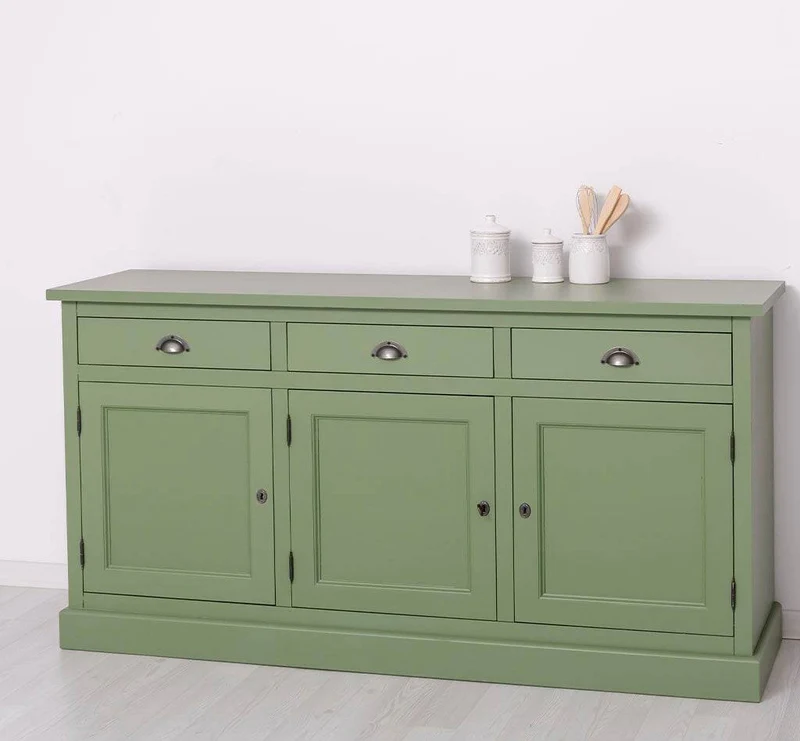 Dreitüriges Sideboard 175 aus Massivholz mit drei Schubladen