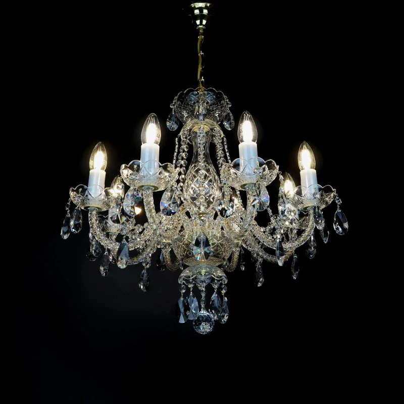 Casa Padrino Luxus Barock Kristall Kronleuchter Gold Ø 55 x H. 57 cm - Prunkvolle Messing Kronleuchter mit böhmischem Kristallglas - Barock Möbel - Edel & Prunkvoll