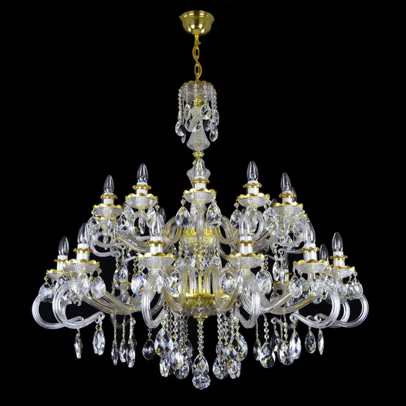Casa Padrino Luxus Barock Kristall Kronleuchter Gold Ø 110 x H. 100 cm - Prunkvolle Messing Kronleuchter mit böhmischem Kristallglas - Barock Möbel - Edel & Prunkvoll