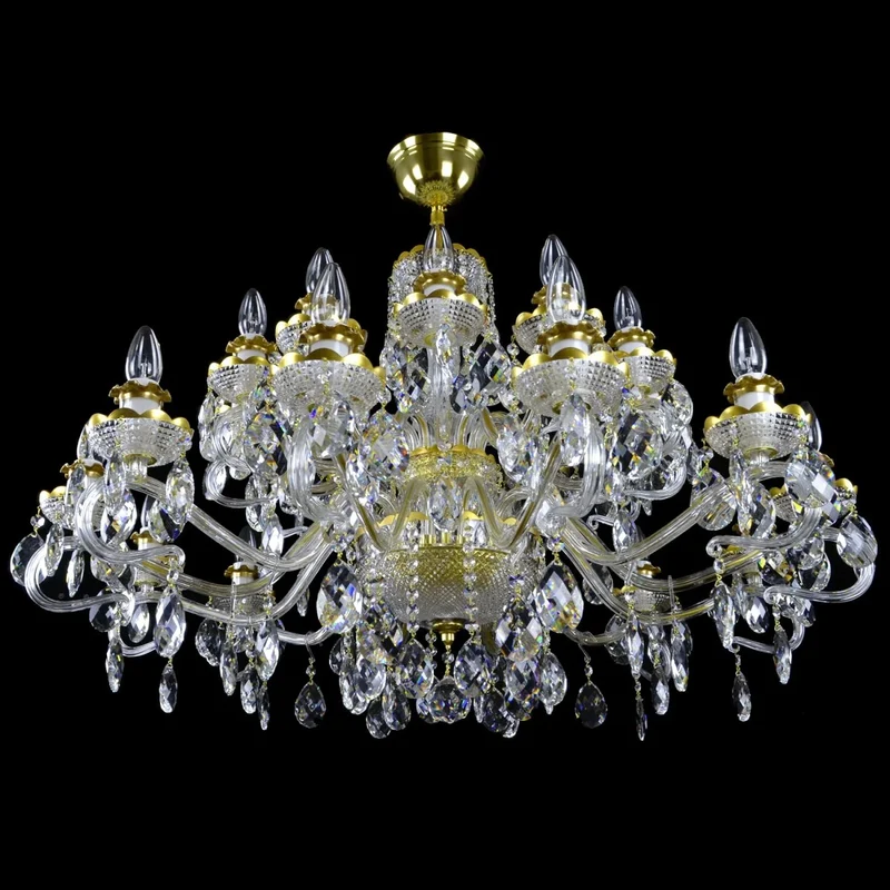 Casa Padrino Luxus Barock Kristall Kronleuchter Gold Ø 110 x H. 100 cm - Prunkvolle Messing Kronleuchter mit böhmischem Kristallglas - Barock Möbel - Edel & Prunkvoll