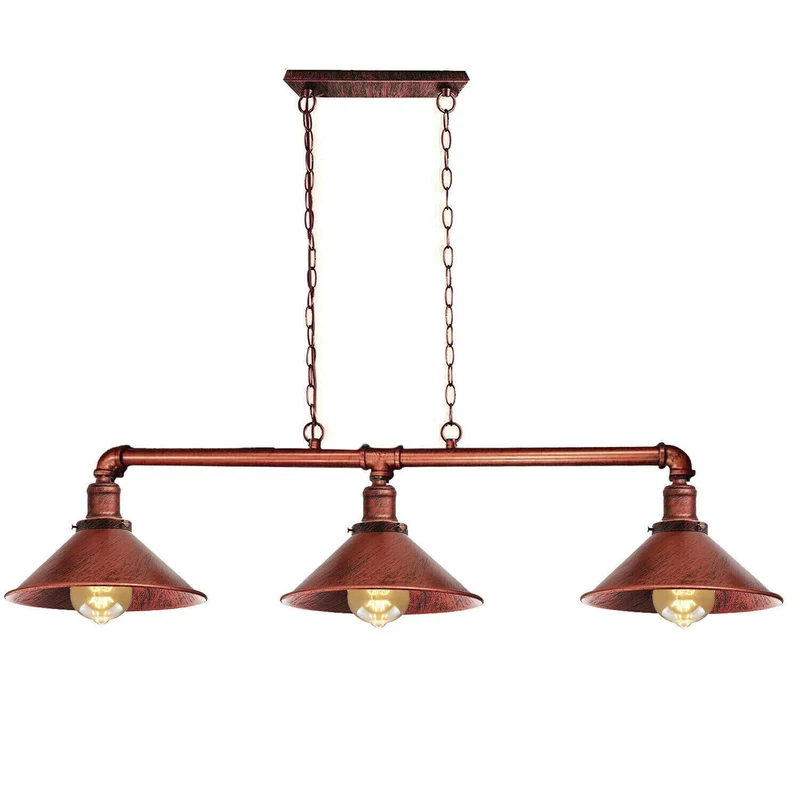 3-flammige Rohr Pendelleuchte – Vintage Industrie Billardlampe | Ø22cm | E27 ~1701