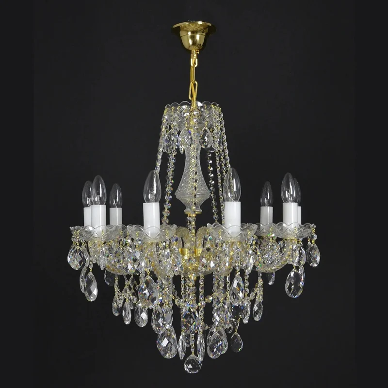 Casa Padrino Luxus Barock Kristall Kronleuchter Gold Ø 60 x H. 60 cm - Prunkvolle Messing Kronleuchter mit böhmischem Kristallglas - Barock Möbel - Edel & Prunkvoll