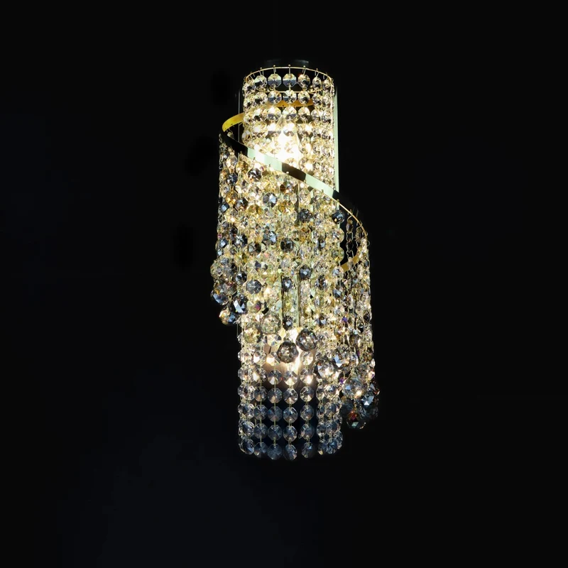 Casa Padrino Luxus Barock Kristall Wandleuchte Gold 20 x 16 x H. 40 cm - Prunkvolle Messing Wandleuchte mit böhmischem Kristallglas - Barock Möbel - Edel & Prunkvoll