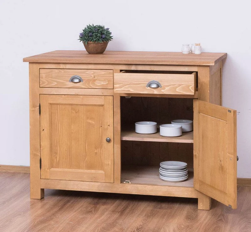 Küchenmodul aus Massivholz mit zwei Schubladen und Eichenplatte