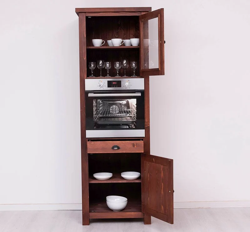 Stehender Einbauschrank für Backofen aus Massivholz | Herd- und Backofenschrank im Landhausstil
