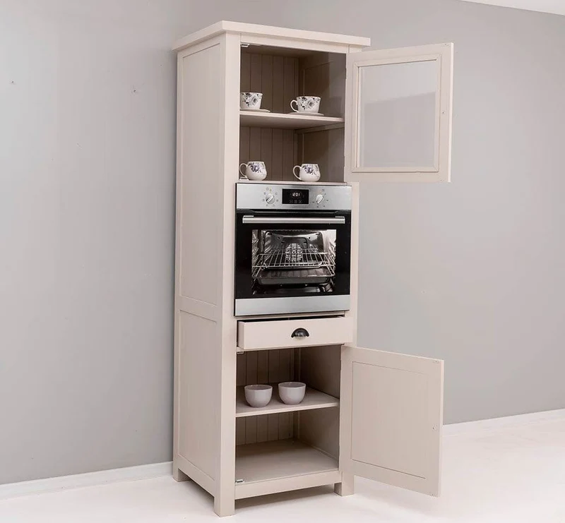 Stehender Einbauschrank für Backofen aus Massivholz | Herd- und Backofenschrank im Landhausstil