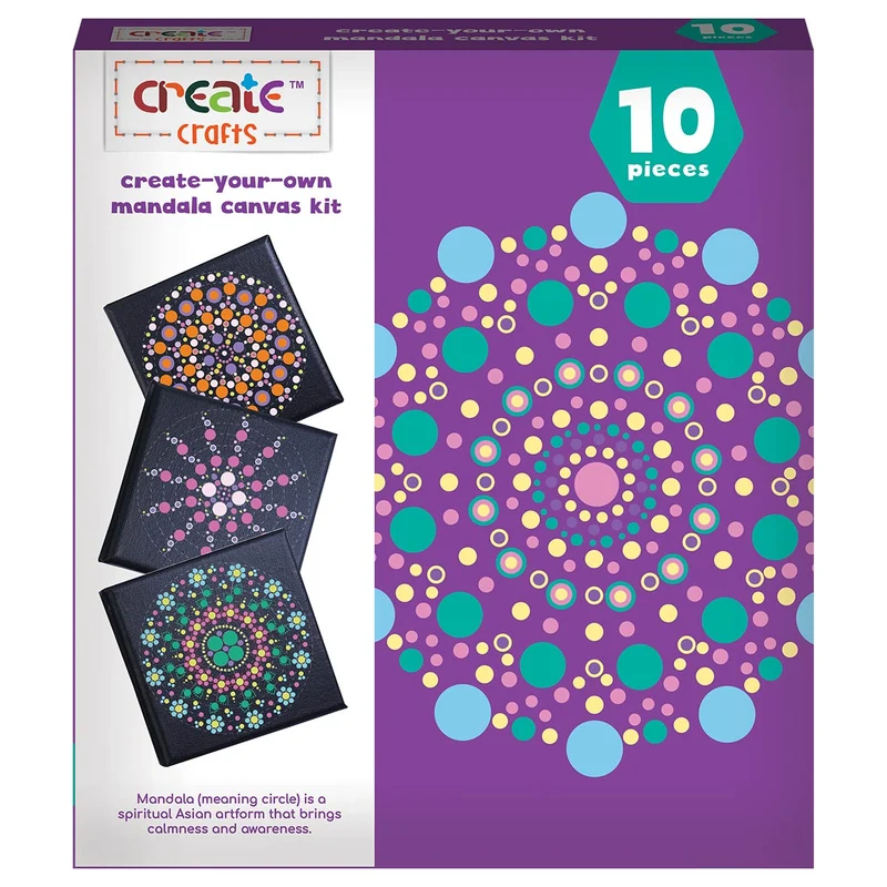 Create - Mandala Black Canvas Set 4x4"