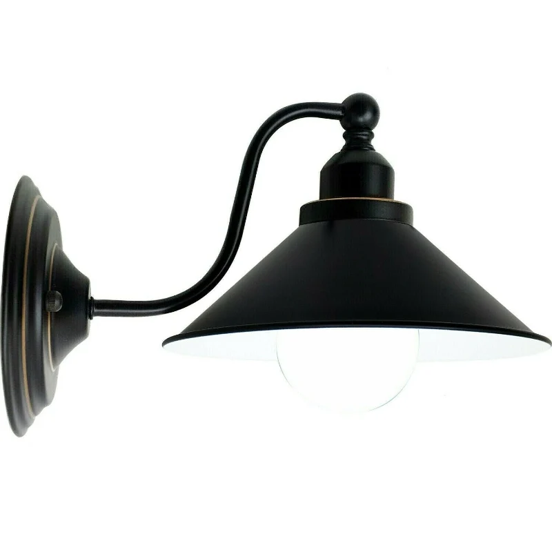Wandleuchte Schwarz Industrial innen weiße Lampe~2405