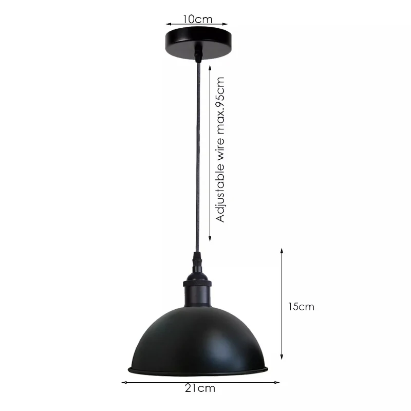 Hängeleuchte im Industrial-Stil mit Schwarzem Kuppelschirm~2170