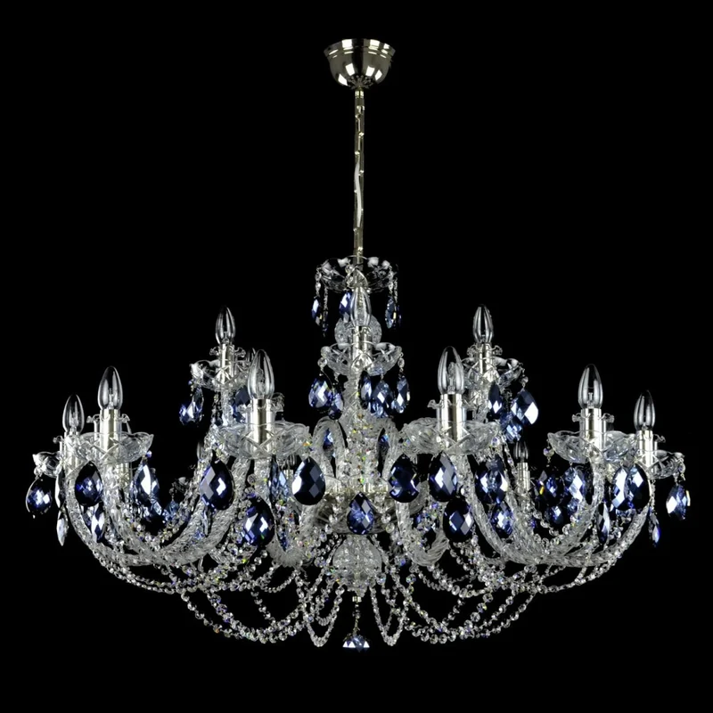 Casa Padrino Luxus Barock Kristall Kronleuchter Silber Ø 90 x H. 63 cm - Prunkvolle Messing Kronleuchter mit böhmischem Kristallglas - Barock Möbel - Edel & Prunkvoll