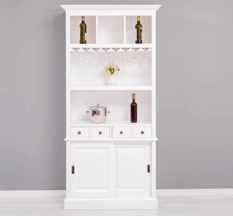 Rustikales Regal aus Massivholz mit Glashalterung | Buffetschrank in verschiedenen Farben