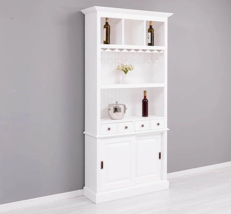 Rustikales Regal aus Massivholz mit Glashalterung | Buffetschrank in verschiedenen Farben