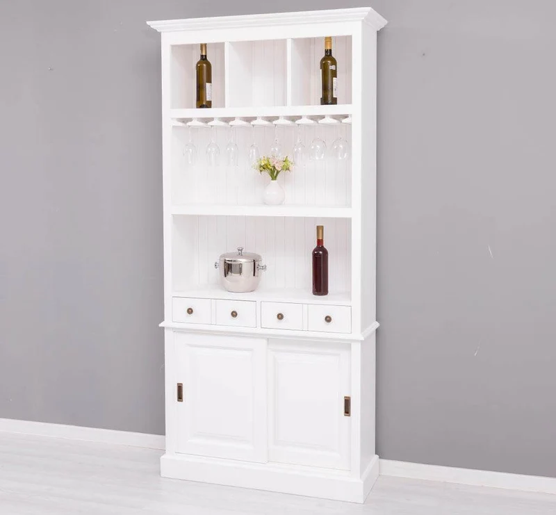 Rustikales Regal aus Massivholz mit Glashalterung | Buffetschrank in verschiedenen Farben