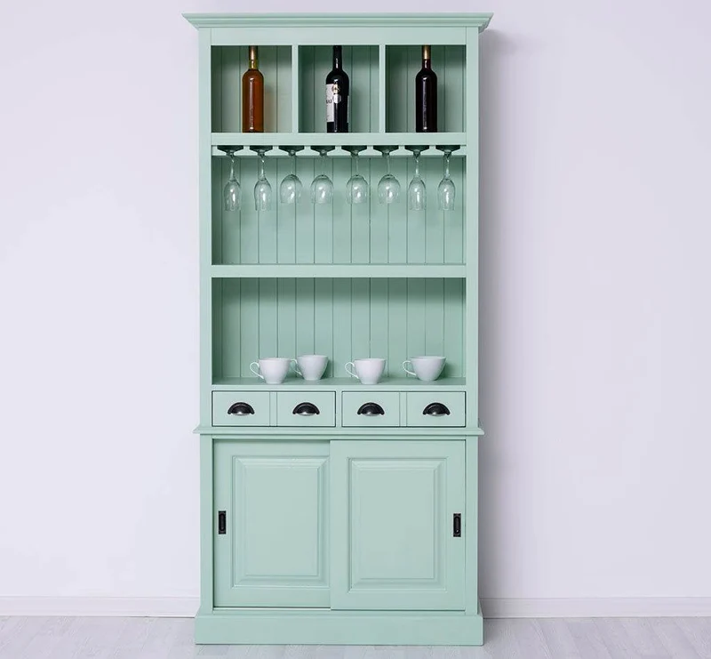 Rustikales Regal aus Massivholz mit Glashalterung | Buffetschrank in verschiedenen Farben