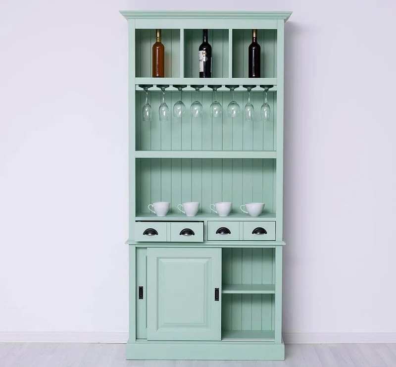 Rustikales Regal aus Massivholz mit Glashalterung | Buffetschrank in verschiedenen Farben