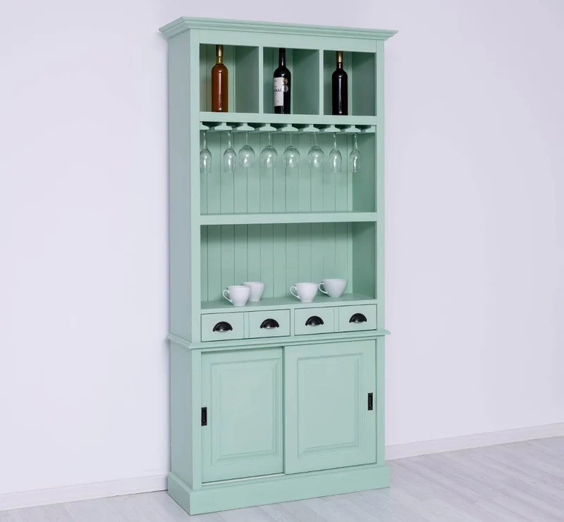 Rustikales Regal aus Massivholz mit Glashalterung | Buffetschrank in verschiedenen Farben