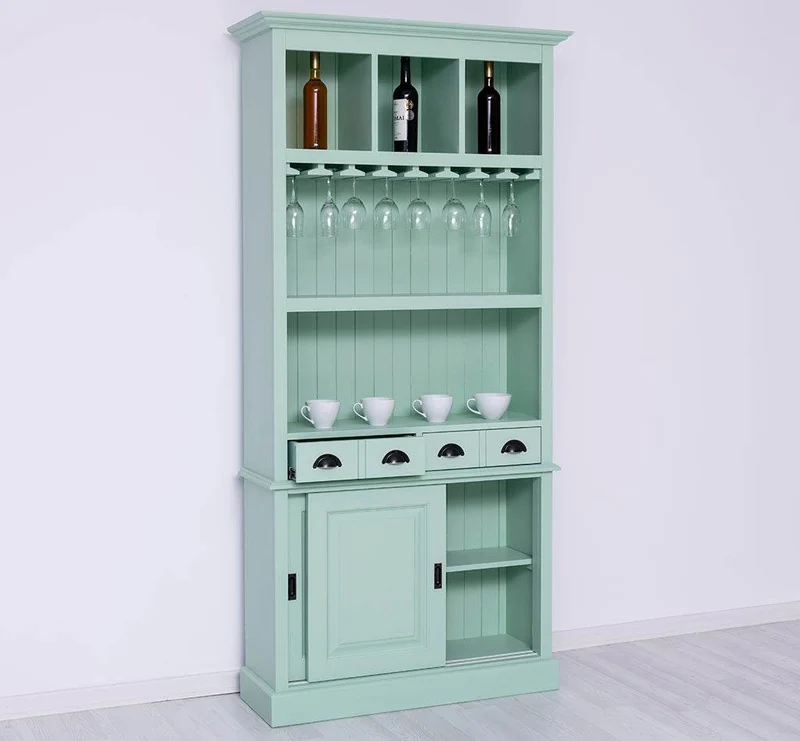 Rustikales Regal aus Massivholz mit Glashalterung | Buffetschrank in verschiedenen Farben