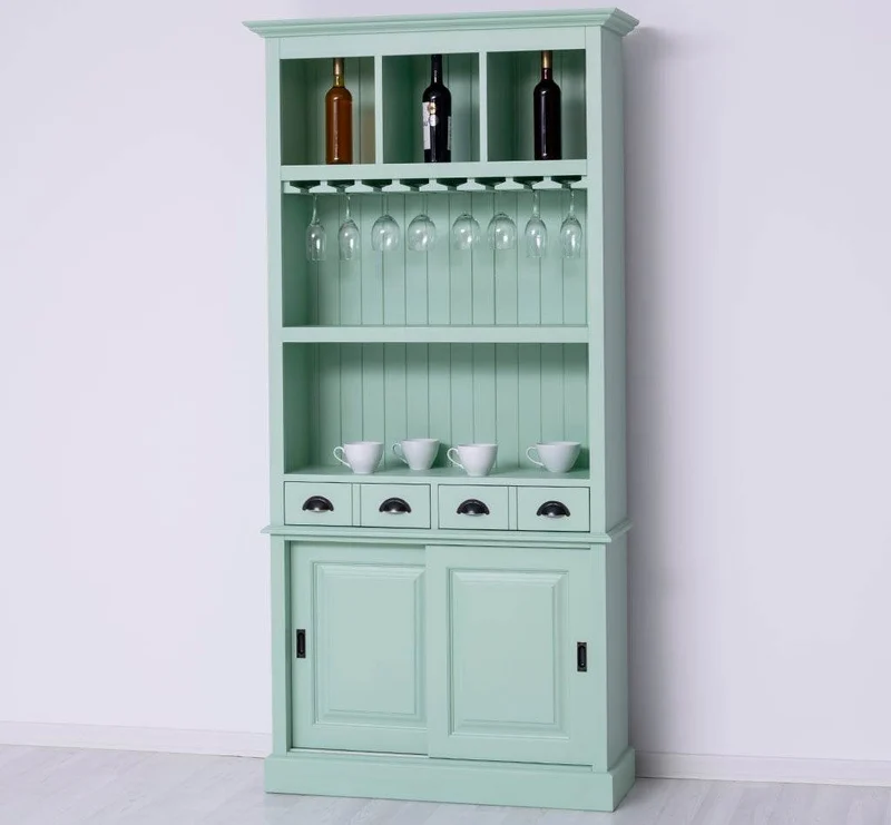 Rustikales Regal aus Massivholz mit Glashalterung | Buffetschrank in verschiedenen Farben