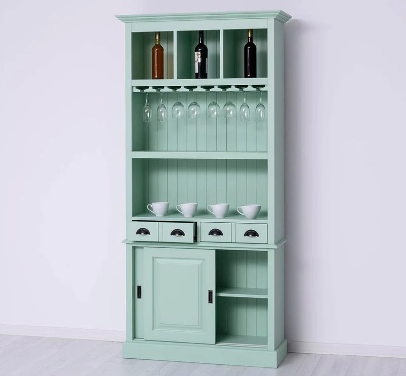 Rustikales Regal aus Massivholz mit Glashalterung | Buffetschrank in verschiedenen Farben