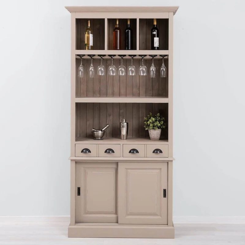 Rustikales Regal aus Massivholz mit Glashalterung | Buffetschrank in verschiedenen Farben