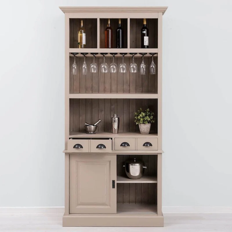 Rustikales Regal aus Massivholz mit Glashalterung | Buffetschrank in verschiedenen Farben