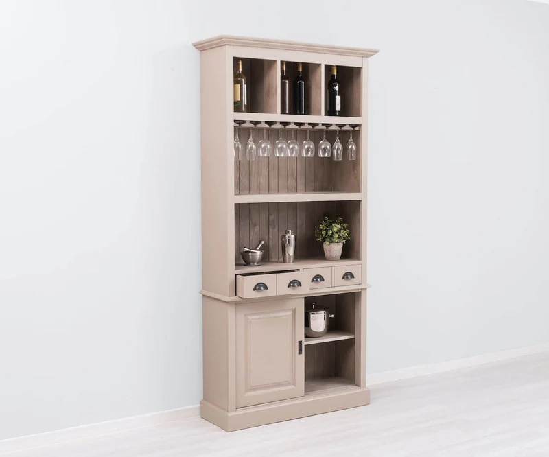 Rustikales Regal aus Massivholz mit Glashalterung | Buffetschrank in verschiedenen Farben
