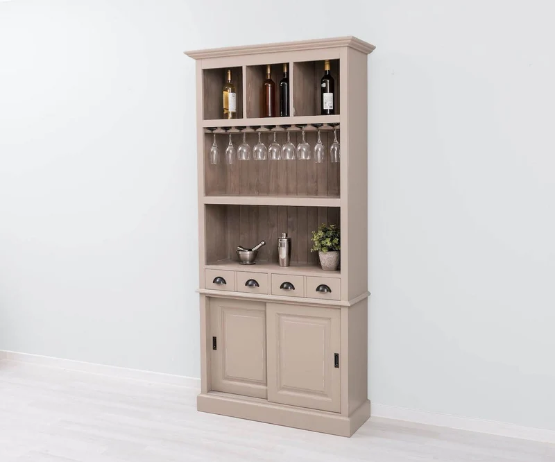 Rustikales Regal aus Massivholz mit Glashalterung | Buffetschrank in verschiedenen Farben