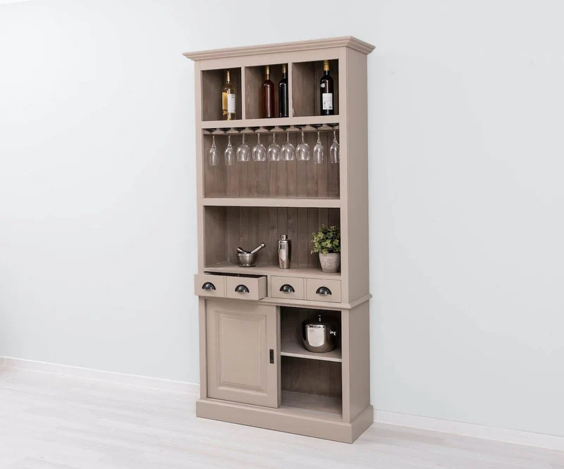 Rustikales Regal aus Massivholz mit Glashalterung | Buffetschrank in verschiedenen Farben