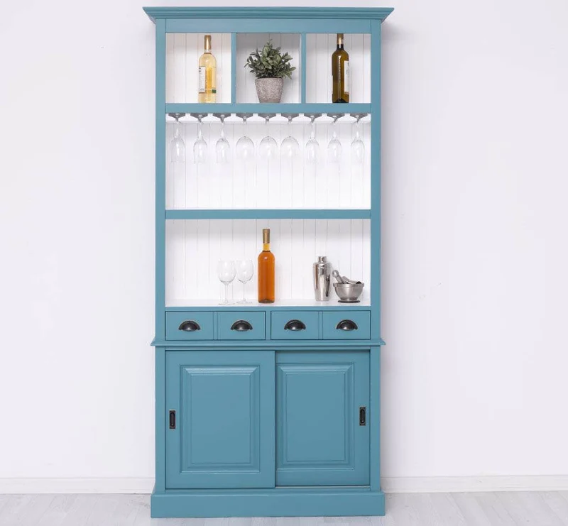 Rustikales Regal aus Massivholz mit Glashalterung | Buffetschrank in verschiedenen Farben