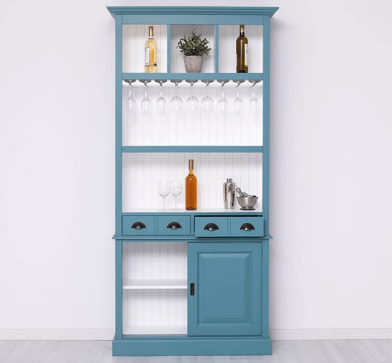 Rustikales Regal aus Massivholz mit Glashalterung | Buffetschrank in verschiedenen Farben
