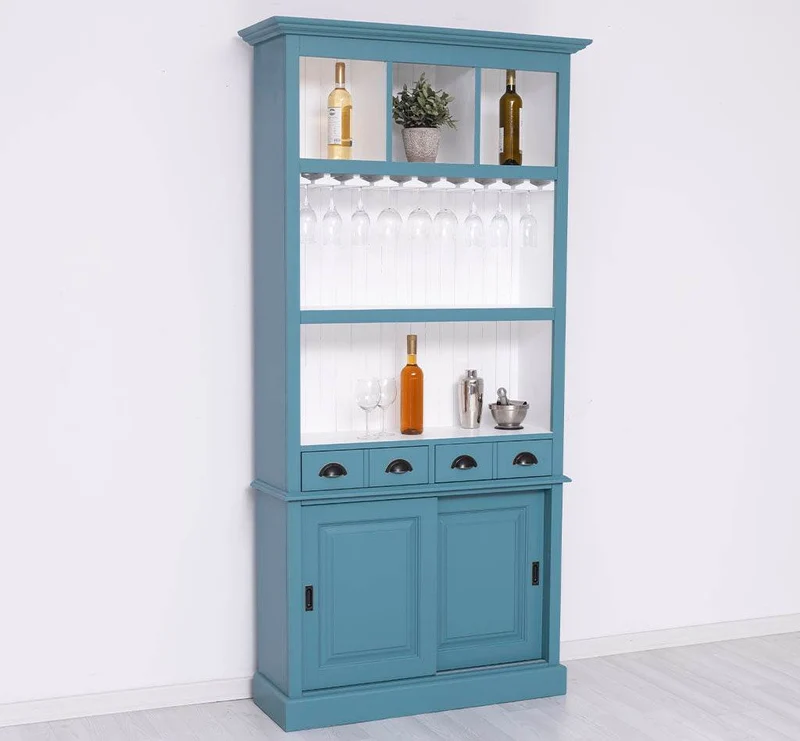 Rustikales Regal aus Massivholz mit Glashalterung | Buffetschrank in verschiedenen Farben