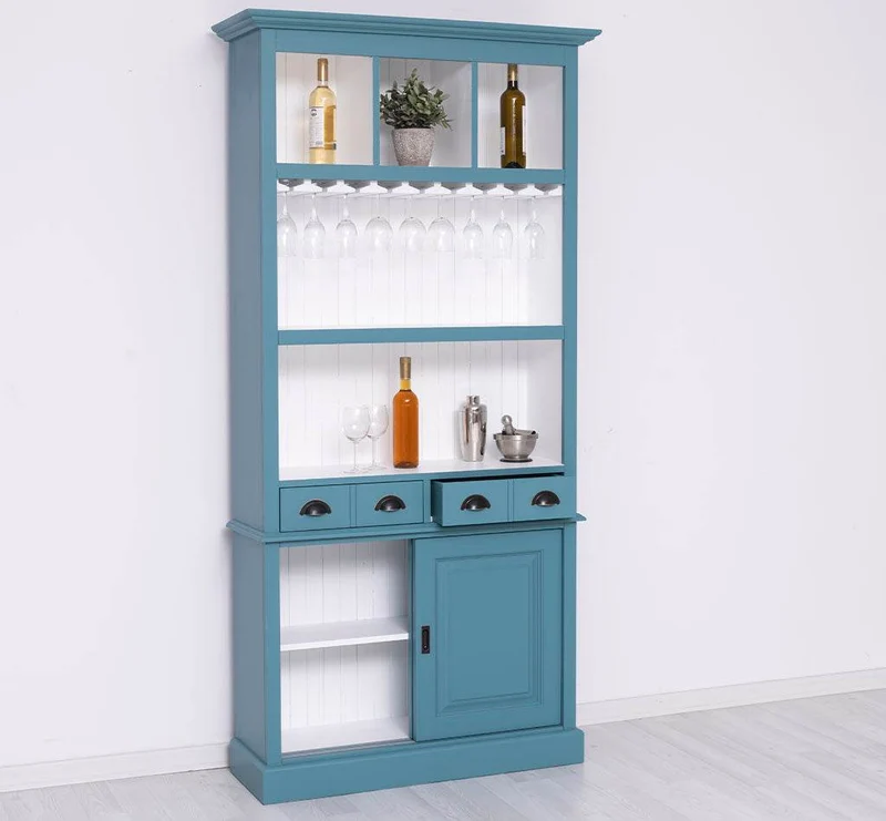 Rustikales Regal aus Massivholz mit Glashalterung | Buffetschrank in verschiedenen Farben