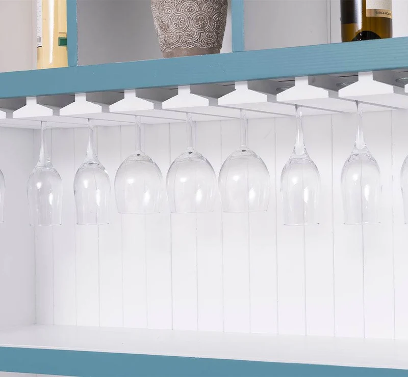 Rustikales Regal aus Massivholz mit Glashalterung | Buffetschrank in verschiedenen Farben