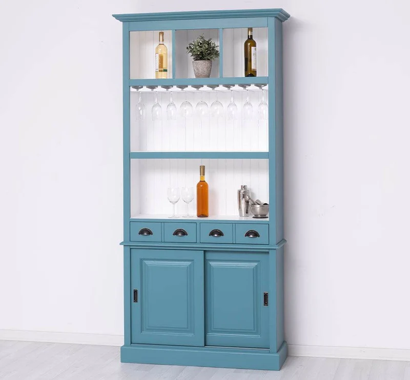 Rustikales Regal aus Massivholz mit Glashalterung | Buffetschrank in verschiedenen Farben