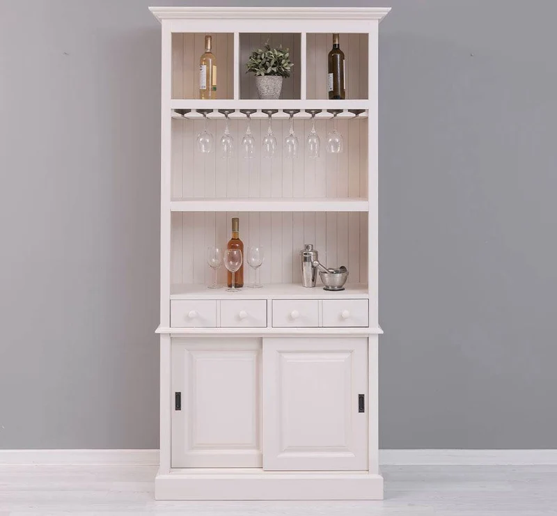 Rustikales Regal aus Massivholz mit Glashalterung | Buffetschrank in verschiedenen Farben