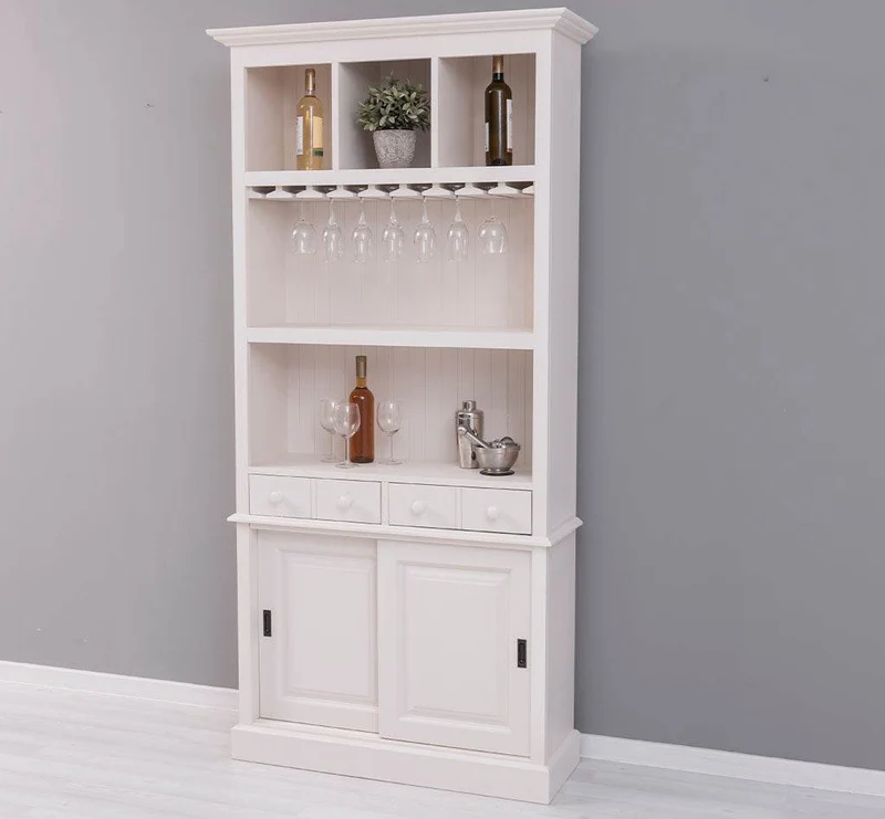 Rustikales Regal aus Massivholz mit Glashalterung | Buffetschrank in verschiedenen Farben