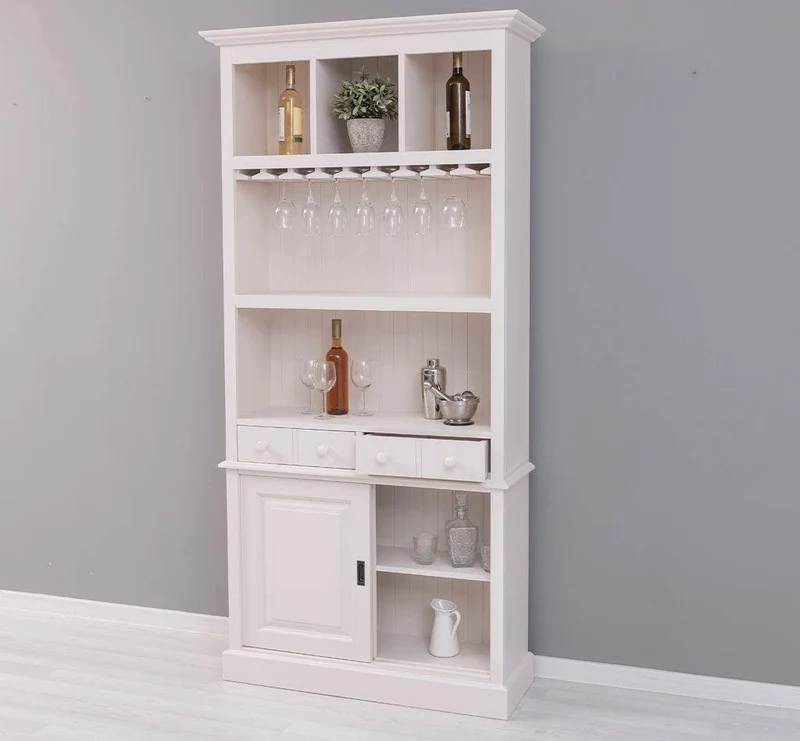 Rustikales Regal aus Massivholz mit Glashalterung | Buffetschrank in verschiedenen Farben