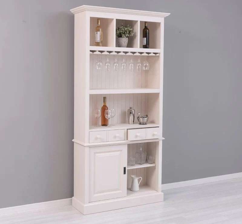 Rustikales Regal aus Massivholz mit Glashalterung | Buffetschrank in verschiedenen Farben