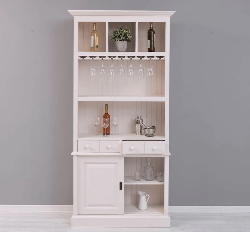 Rustikales Regal aus Massivholz mit Glashalterung | Buffetschrank in verschiedenen Farben