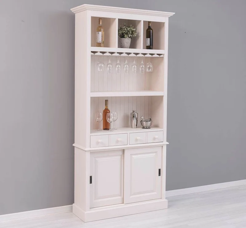 Rustikales Regal aus Massivholz mit Glashalterung | Buffetschrank in verschiedenen Farben