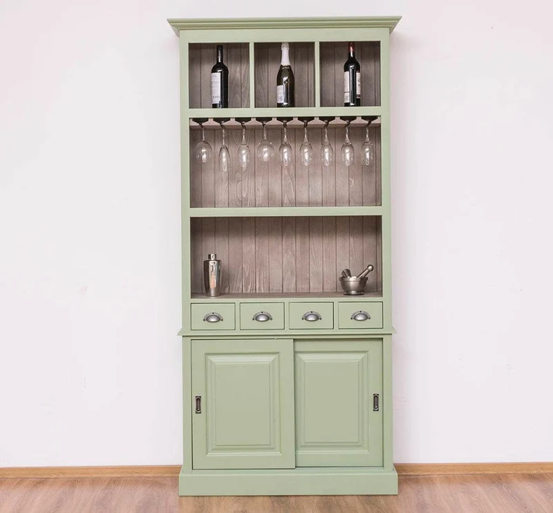 Rustikales Regal aus Massivholz mit Glashalterung | Buffetschrank in verschiedenen Farben