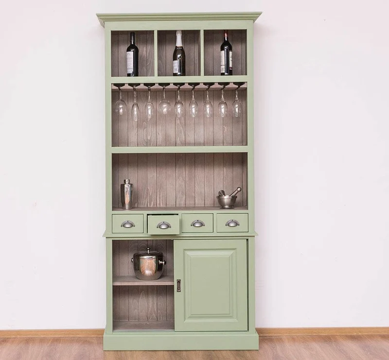 Rustikales Regal aus Massivholz mit Glashalterung | Buffetschrank in verschiedenen Farben