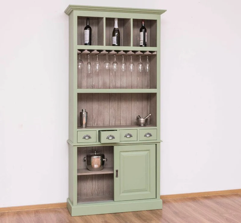 Rustikales Regal aus Massivholz mit Glashalterung | Buffetschrank in verschiedenen Farben