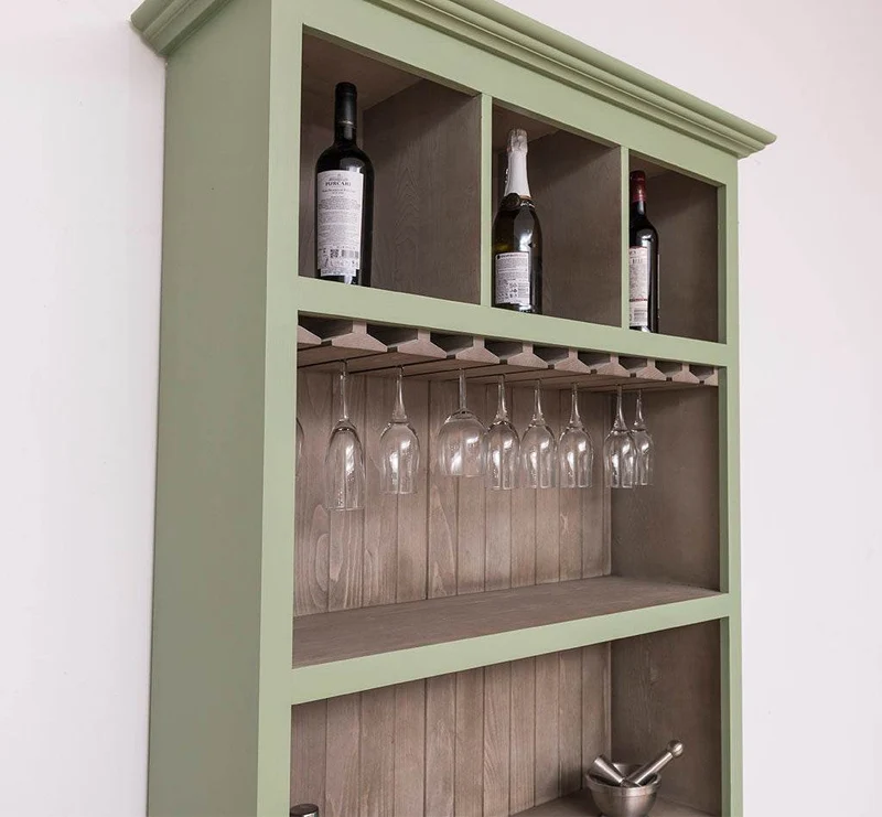 Rustikales Regal aus Massivholz mit Glashalterung | Buffetschrank in verschiedenen Farben