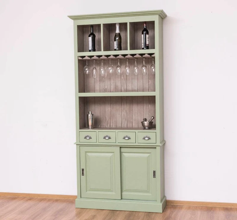 Rustikales Regal aus Massivholz mit Glashalterung | Buffetschrank in verschiedenen Farben