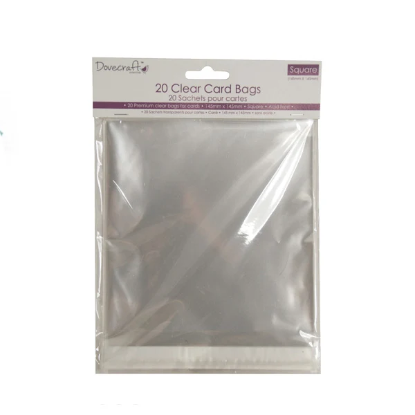 Dovecraft - Clear Celophane Card Bags - Square 6x6" (20 Pack)